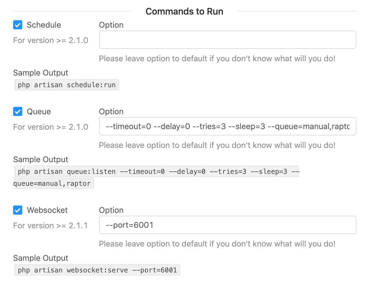 Commands to Run